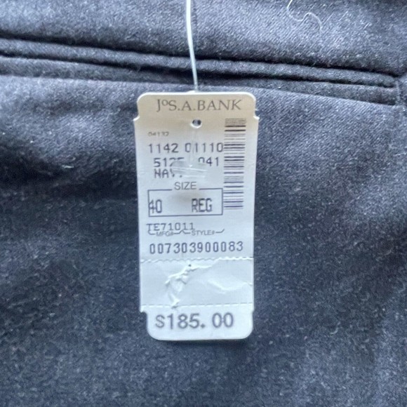 NWT Jos.A Bank Executive Wool Cashmere Pants Navy Blue 40x37 Unhemmed - Picture 7 of 10
